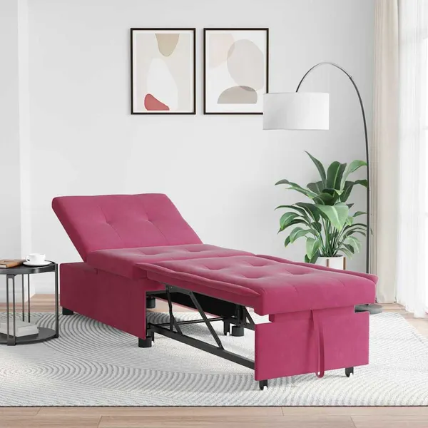 Sofá-Cama Vinho Vermelho 194 x 67 x 82 cm Veludo