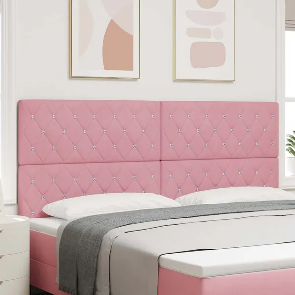 Cabeceira LED com fitas LED com cabeceira Rosa 200 cm Veludo