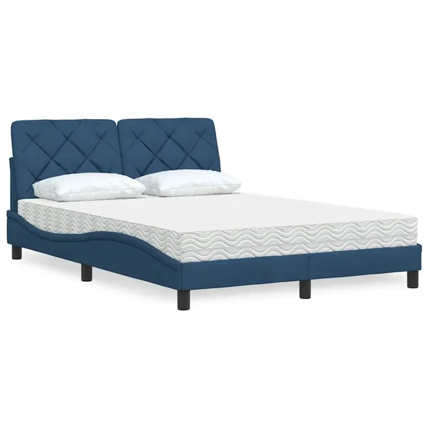 Cama com colchão 140x190 cm tecido azul