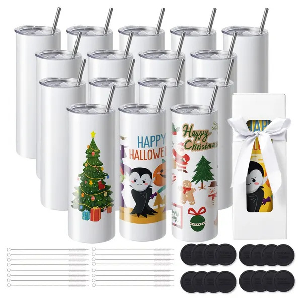 16 Copos Sublimação Retos 20 oz Aço Inox Dupla Parede