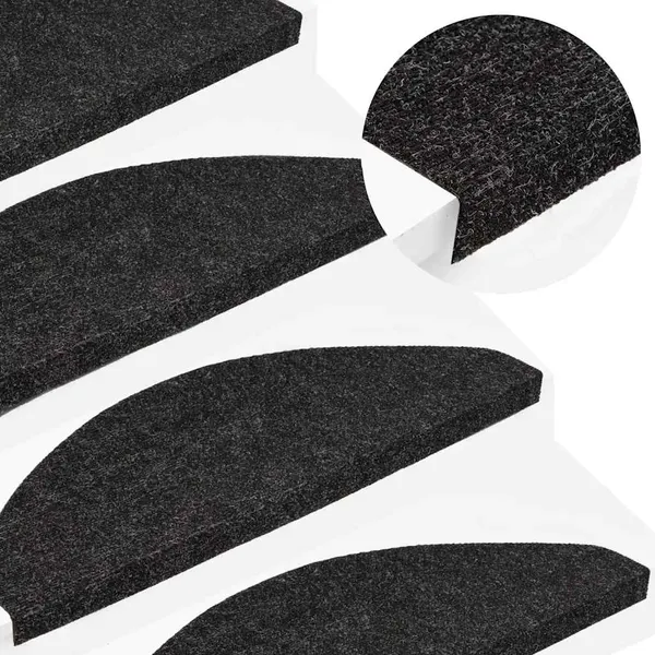 Tapetes de escada adesivos 15 pcs56x17x3 cm preto