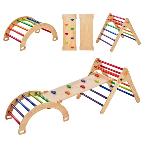Conjunto Pikler 5 em 1 madeira multicolorido escalada