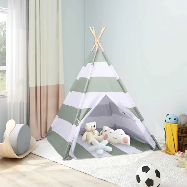 Tenda Infantil Riscas Cinza e Branco 120 x 120 x 150 cm