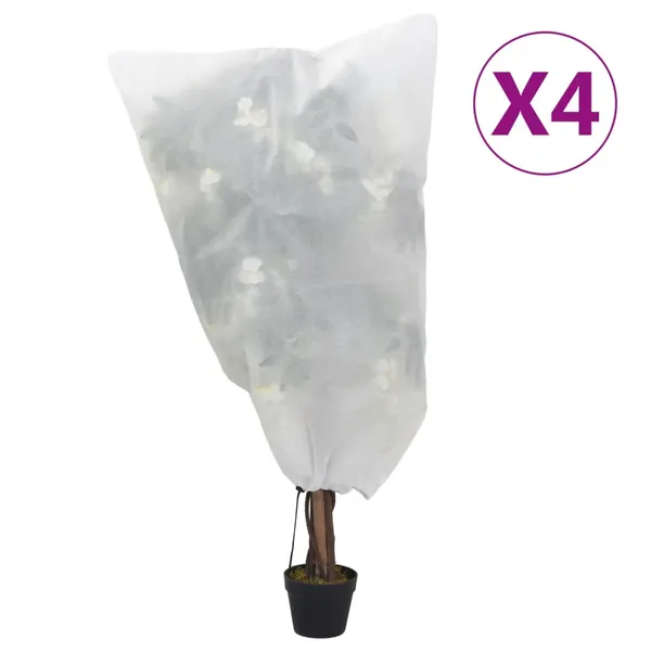 Coberturas para plantas com cordão 4 pcs 70 g/m² 0,8x0,8 m
