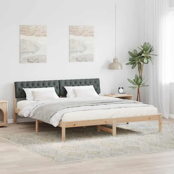 Estrutura da cama castanho e cinzento-escuro 180 x 200 cm