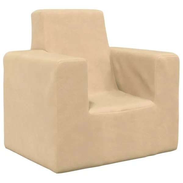 Sofá infantil pelúcia macia cor creme