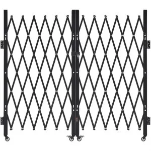 Portão segurança duplo 320×160,5 cm, tesoura retrátil, rodas 360°, aço