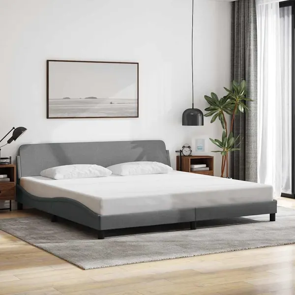 Estrutura de cama Dover 200x200 cm tecido cinzento-claro