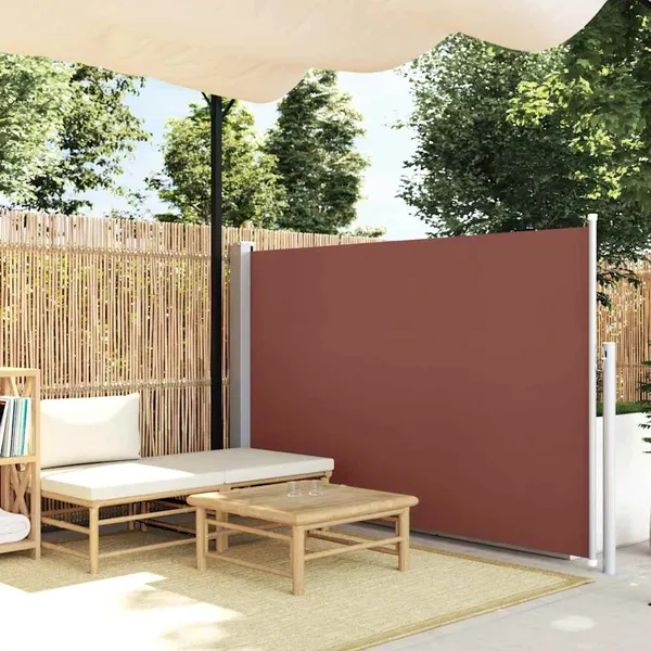 Toldo lateral retrátil para pátio 140x500 cm castanho