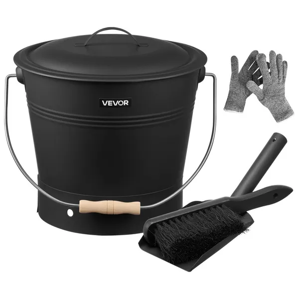 Balde cinza lareira 4 pcs 9,8 L com acessórios