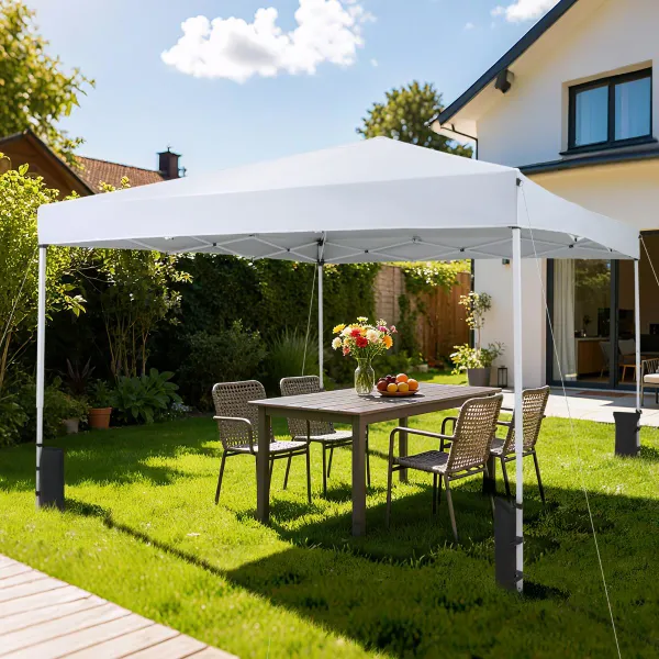 Carpa Plegable Instantánea 3x3m con Tejido Impermeable Bolsa Transporte Protección Solar Estructura Acero Blanco