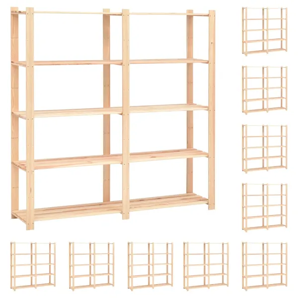10 unidades arrumação 5 prateleiras 170x38x170cm pinho 500 kg
