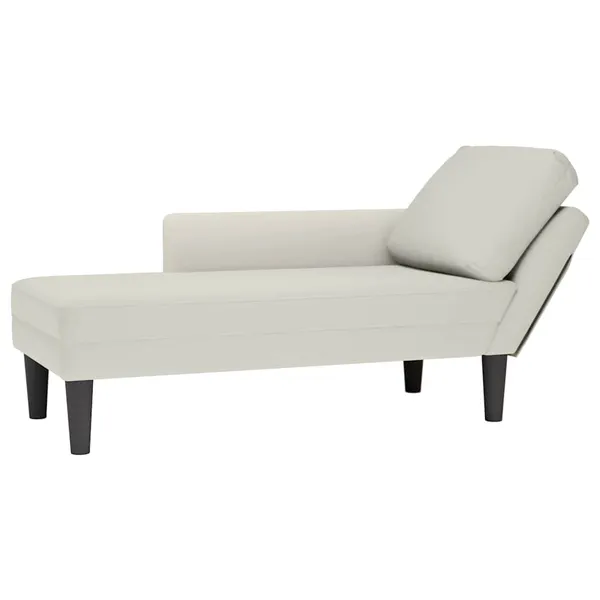Chaise lounge c/ almofada/apoio de braços direito veludo creme