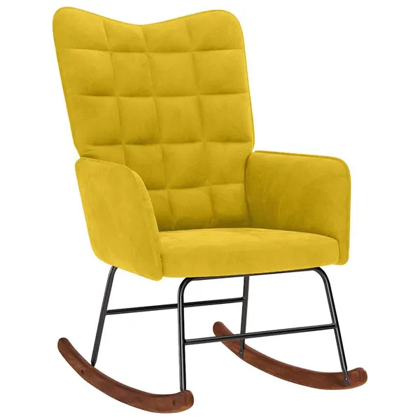 Cadeira de baloiço veludo amarelo