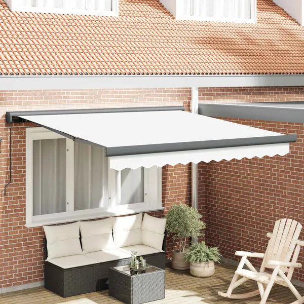Toldo Retrátil Branco 350 x 250 cm Tecido e Metal