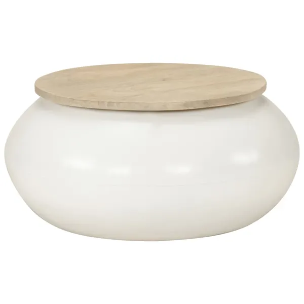Mesa de centro 51x51x27 cm madeira de mangueira maciça branco