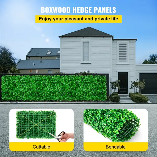 Painel buxo artificial UV, 8 unid., 24x16 pol