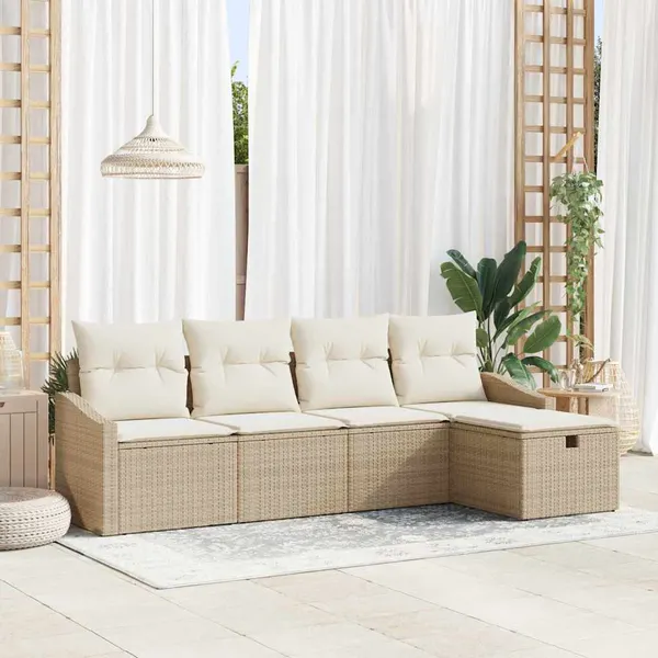 Conjunto de Sofás com almofada 6 pcs vime PE