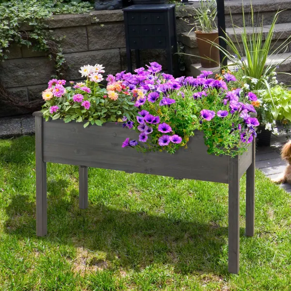 Jardineira Elevada de Madeira 125x59x76 cm - Cama para Flores e Plantas