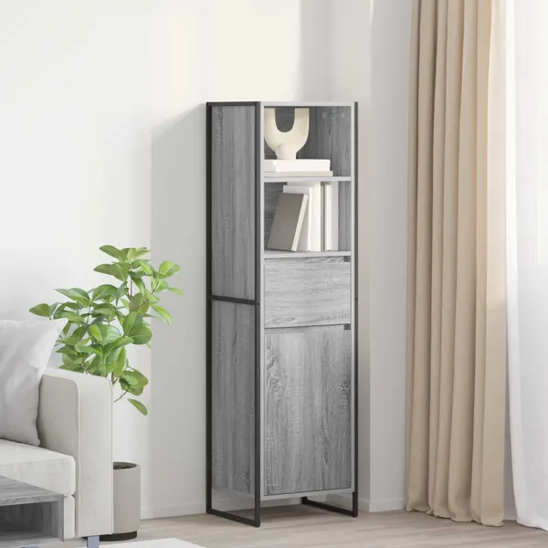 Gabinete de Livros com gaveta Cinza Sonoma 43 x 36 x 150.5 cm