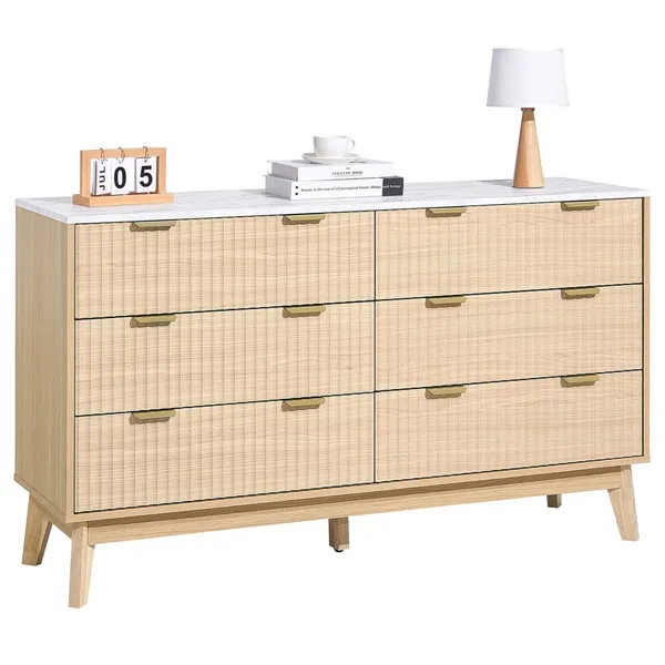 Cómoda de madeira 6 gavetas, design minimalista moderno