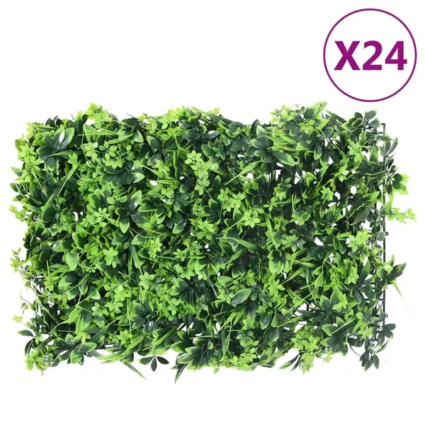  Vedação de folhas artificiais 24 pcs 40x60 cm verde