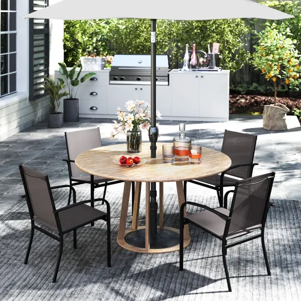 Ensemble de 4 Chaises de Jardin Empilables Dossier Haut Accoudoirs 61x57,5x89cm
