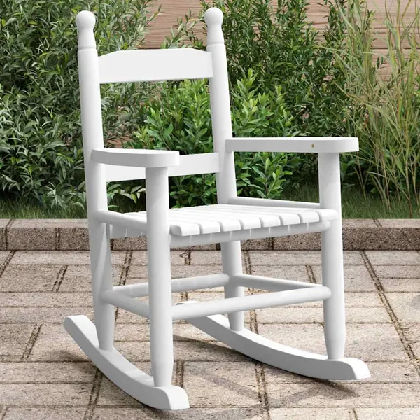 Cadeira de baloiço infantil madeira de álamo maciça branco