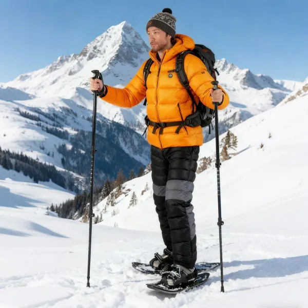 Raquetas de Neve 63cm com Bastões de Trekking Kit Alumínio Ajustável Acolchado