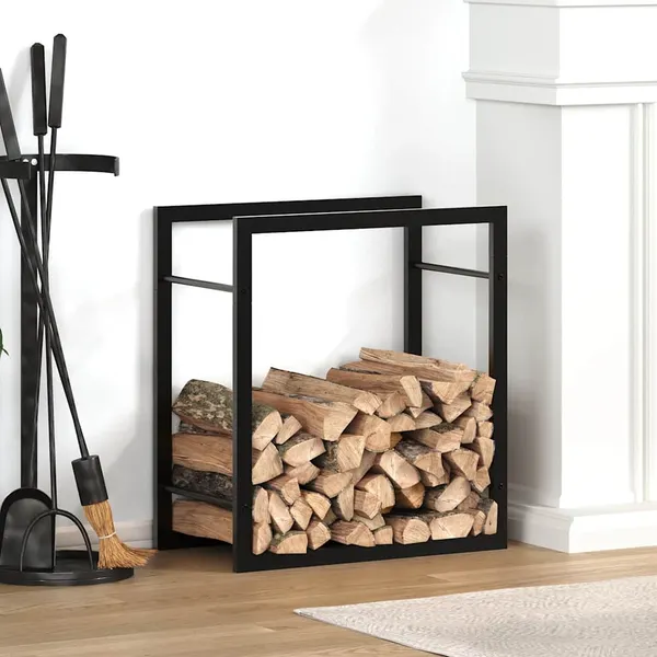 Suporte para lenha 50x28x56 cm aço preto mate