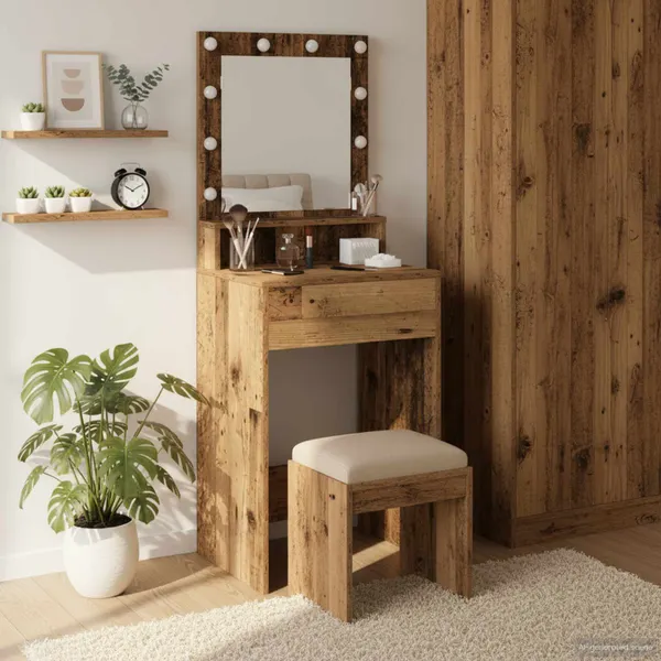 Mesa de vestir com prateleira Madeira antiga 50 x 41 x 135 cm