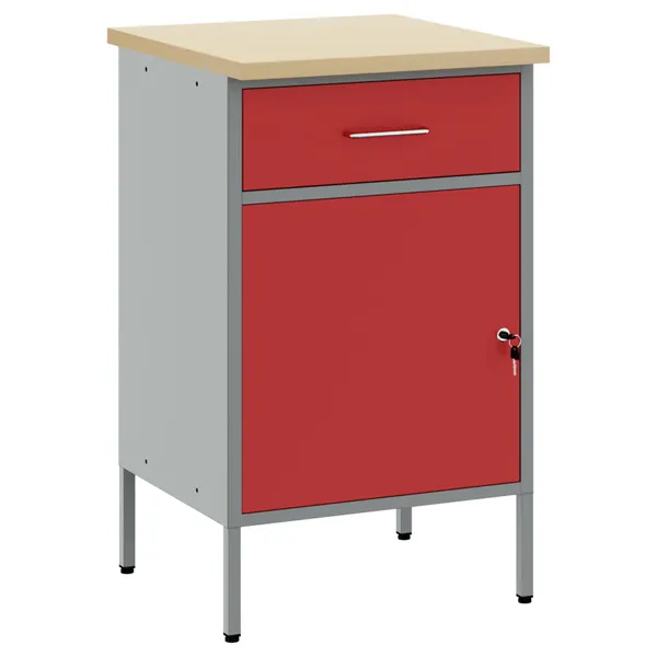 Bancada de trabalho com gaveta Vermelho e Cinza 50 x 55 x 85 cm