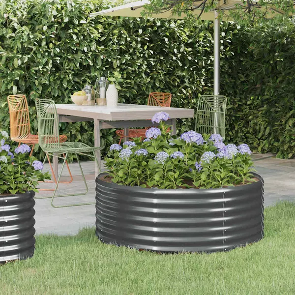Letto alto giardino 100x100x36 acciaio zincato antracite