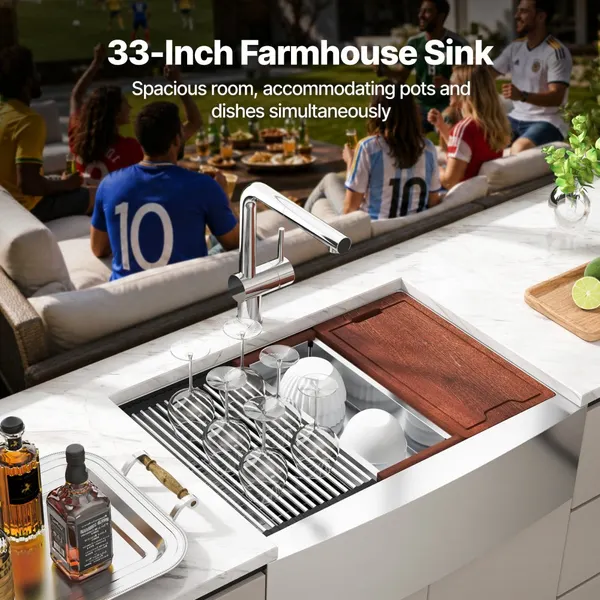 Lava-loiça aço inox 304 sobreposição, tigela única, 33 polegadas