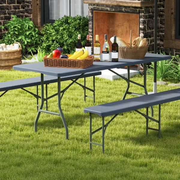 Mesa Dobrável Portátil 180/245 cm | HDPE Resistente | Carga 160 kg