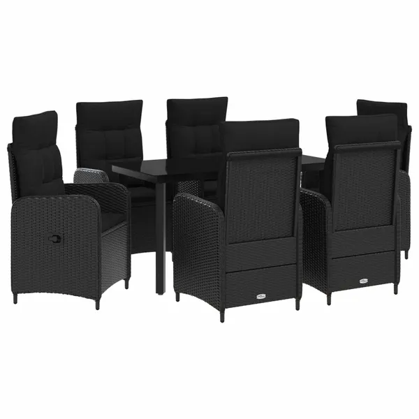Conjunto de Mesa de Sofá com almofada 7 pcs Preto