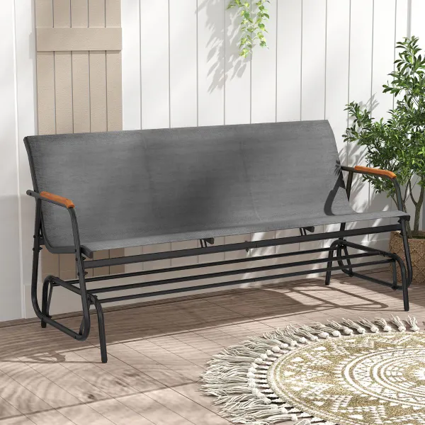 Banc Coulissant Bascule 2/3 Personnes Teck Respirant Métal Extérieur