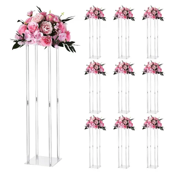 Suporte flores 10 pcs 31,5" coluna acrílico cilíndrico