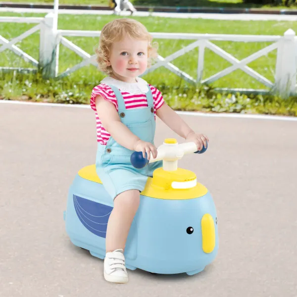 Voiture Porteur Enfant avec Remorque, Lumière, Musique et Roues Silencieuses 71x24x31cm Bleu