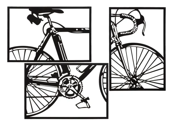 Painel de Parede Bike Set 3 Peças 40x1,3x60 cm (Peça Única)
