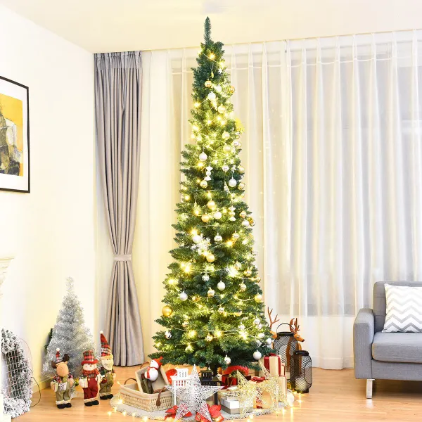 Sapin de Noël Vert 270cm avec 1500 Branches en PVC et Base Métallique
