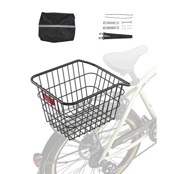 Cesto traseiro de bicicleta com luz refletora