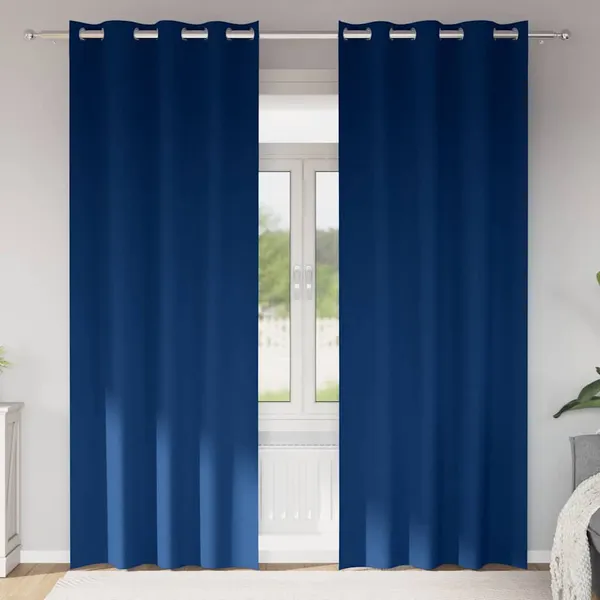 Cortinas Blackout com Argolas 2 pcs Azul Escuro 245 x 140 cm
