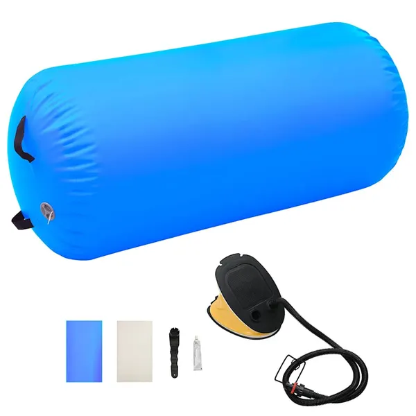Rolo de ginástica/yoga insuflável com bomba 120x90 cm PVC azul