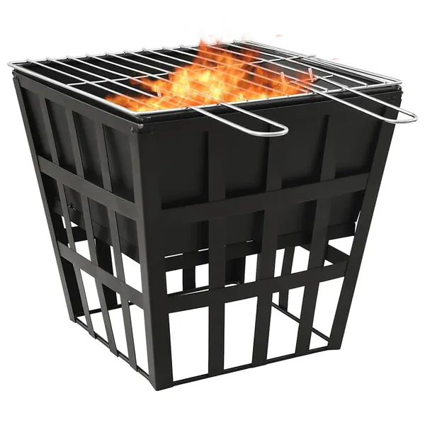 Braseira e barbecue 2-em-1 34x34x48 cm aço