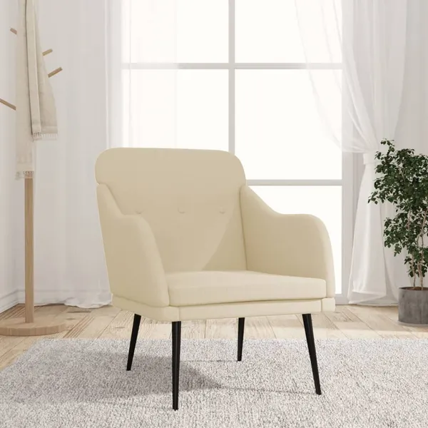 Cadeira com apoio de braços 63x76x80 cm tecido cor creme