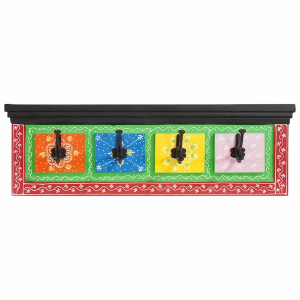 Cabideiro Preto 80 x 25 x 2 cm Madeira de manga maciça