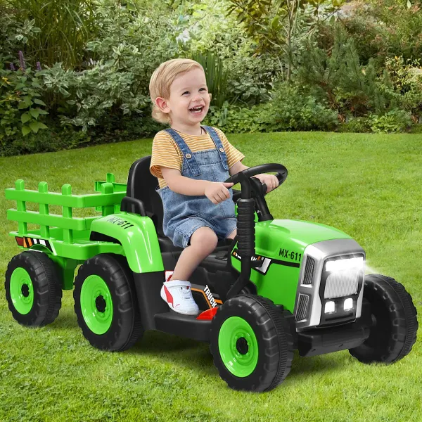 Tractor com Reboque para Crianças Comando 2.4 GHz 3 Marchas Luzes LED até 30kg