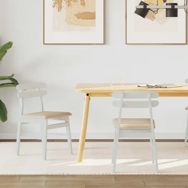Cadeira de jantar 2 pcs Branco e marrom