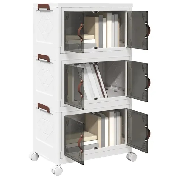 Caixa de arrumação empilhável rodas 3camadas 28L 48,5x29,5x86cm